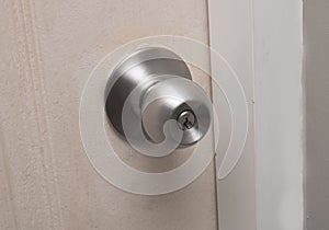 Basic modern door knob with silver color, interior design concept