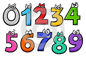 Basic numbers cartoon characters set