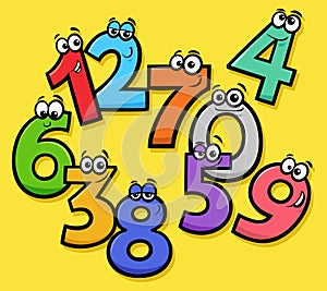 Basic numbers cartoon funny characters group