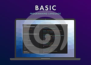 Basic programming language vector flat illustration icon