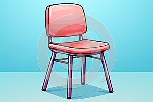 Basic red chair isolated on blue background