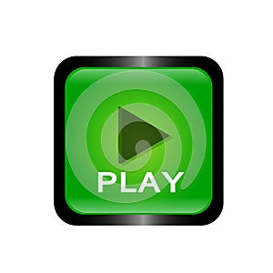 Play button icon sign element logo with shadow in green color on white background