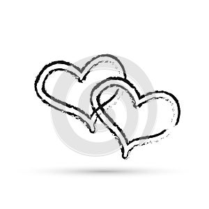 Abstract Love hand drawn two heart happy valentines day on white background