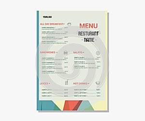 Colorful Restaurant cafe menu Food flyer flat design style , template design.