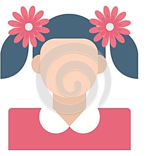 Girl Avatar Color Isolated Vector Icons that can easily modify or edit Girl Avatar Color Isolated Vector Icons that can easily mo