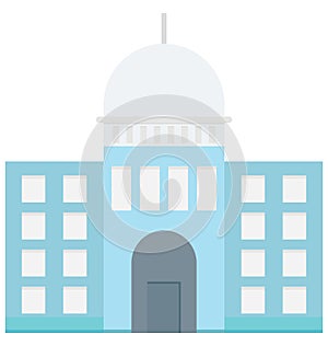 School Building Color Vector icon which can be easily modified or edit