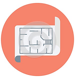 House Plan Color Vector icon which can be easily modified or edit