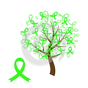 Green awareness ribbons tree. photo