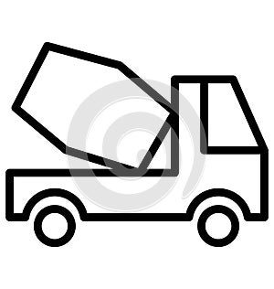 Cement truck Vector icon which can be easily modified or edit in any color
