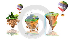 Set island low polygon landscape