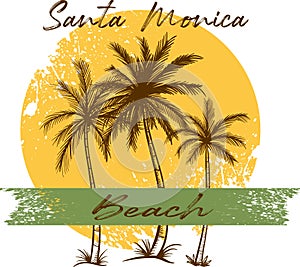 Santa monica beach design colored