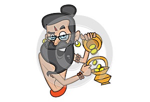 Vector Cartoon Illustration Of Cute Data Baba.