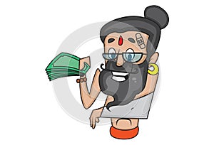 Vector Cartoon Illustration Of Cute Data Baba.