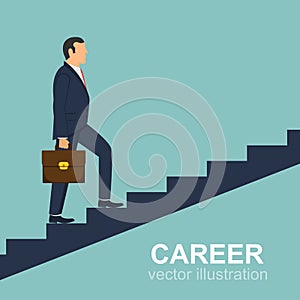 Businessman climbing stairs vector design
