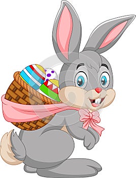 Easter Bunny carrying basket of Easter egg