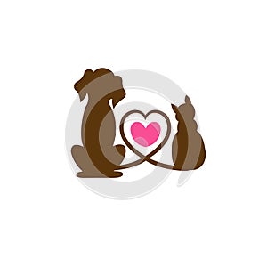 Dog cat tail create a heart shape vector photo