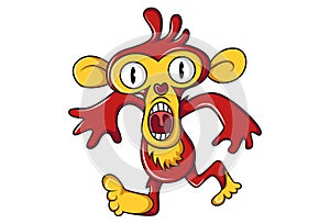 Vector Cartoon Illustration Of Cute Monkey.