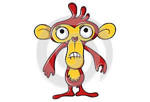 Vector Cartoon Illustration Of Cute Monkey.