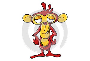 Vector Cartoon Illustration Of Cute Monkey.