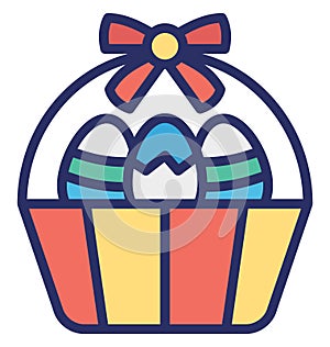 Basket, easter Isolated Vector icon which can easily modify or edit