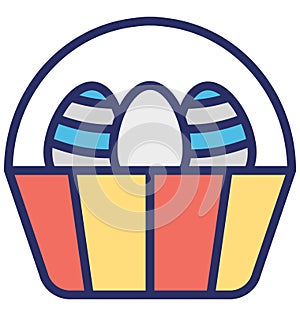 Basket, easter Isolated Vector icon which can easily modify or edit