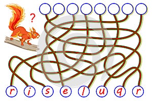 Logic puzzle game for study English. Find the correct places for letters, write them in relevant circles and read the word.