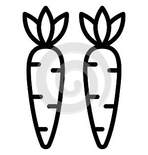 Carrots, fruit Isolated Vector icon which can easily modify or edit