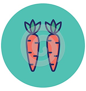 Carrots, fruit Isolated Vector icon which can easily modify or edit