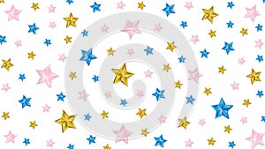 Pink, Blue and Yellow Stars Pattern in White Background