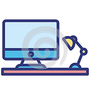 Basic RGB Employee desk Isolated Vector Icon which can easily modify or edit