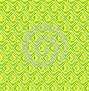Seamless Green and Yellow Spirals Pattern Background