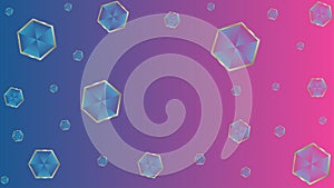 Shiny Hexagons Texture in Blue and Pink Gradient Background