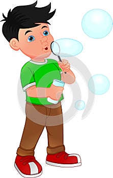 Little Boy Blowing Bubble Toy