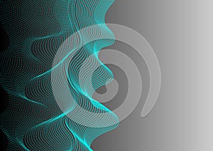 Vector Abstract Shiny Cyan Curves in Dark Grey Gradient Background photo