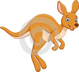 Illustration of Cartoon cute kangaroo jumping photo