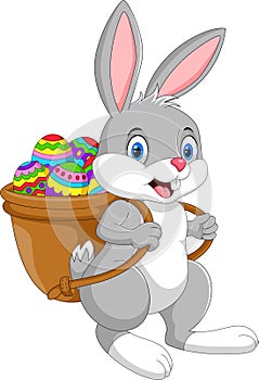 Illustration of Cartoon Easter bunny with egg basket