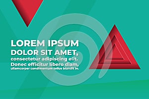 Abstract polygon vector background with triangle shape and text space - red and turquoise color