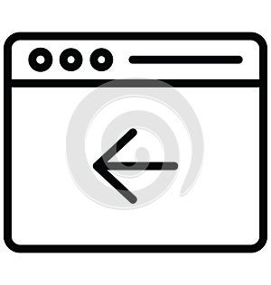 Left arrow Vector related to web browser windows and fully editable