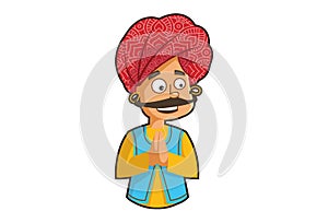 Cartoon Illustration Of Rajasthani Man photo
