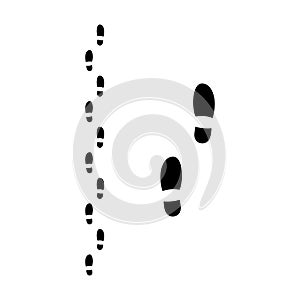 Shoe foot print with footstep track vector symbol.