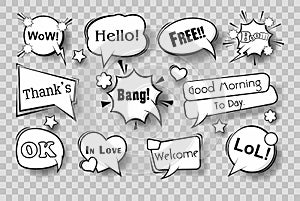 Set of comic speech bubbles. Vector Illustration