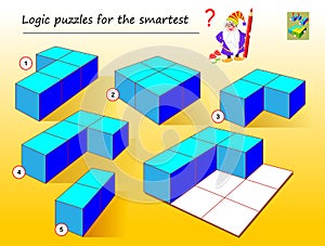 Logic puzzle game for smartest. Need to find which of geometrical figures need to use to complete empty places. photo