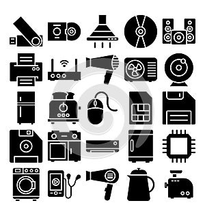 Electronics and Devices Isolated Vector icons Set which can easily modify or edit