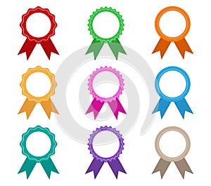 Collection of colorful award ribbons vector set isolated on white background