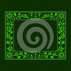 Rectangular ornate framework on dark green background