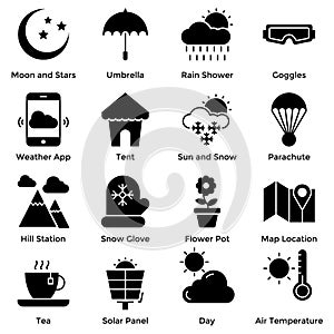 Weather Solid Icons Set
