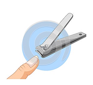 Cartoon of nail clipper on white background