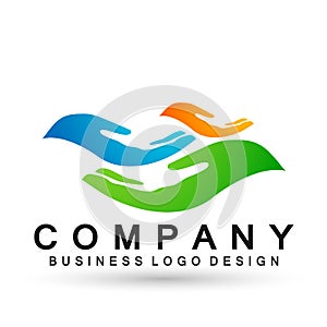 Helping hands care hands logo icon vector designs on white background