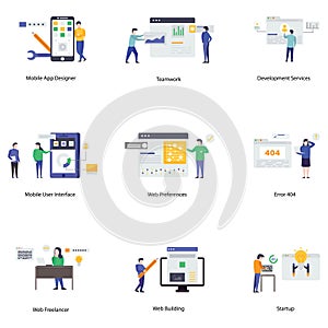 Web Development Flat Illustrations Pack
