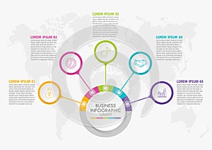 Business data visualization. timeline infographic icons designed for abstract background template with 5 options.